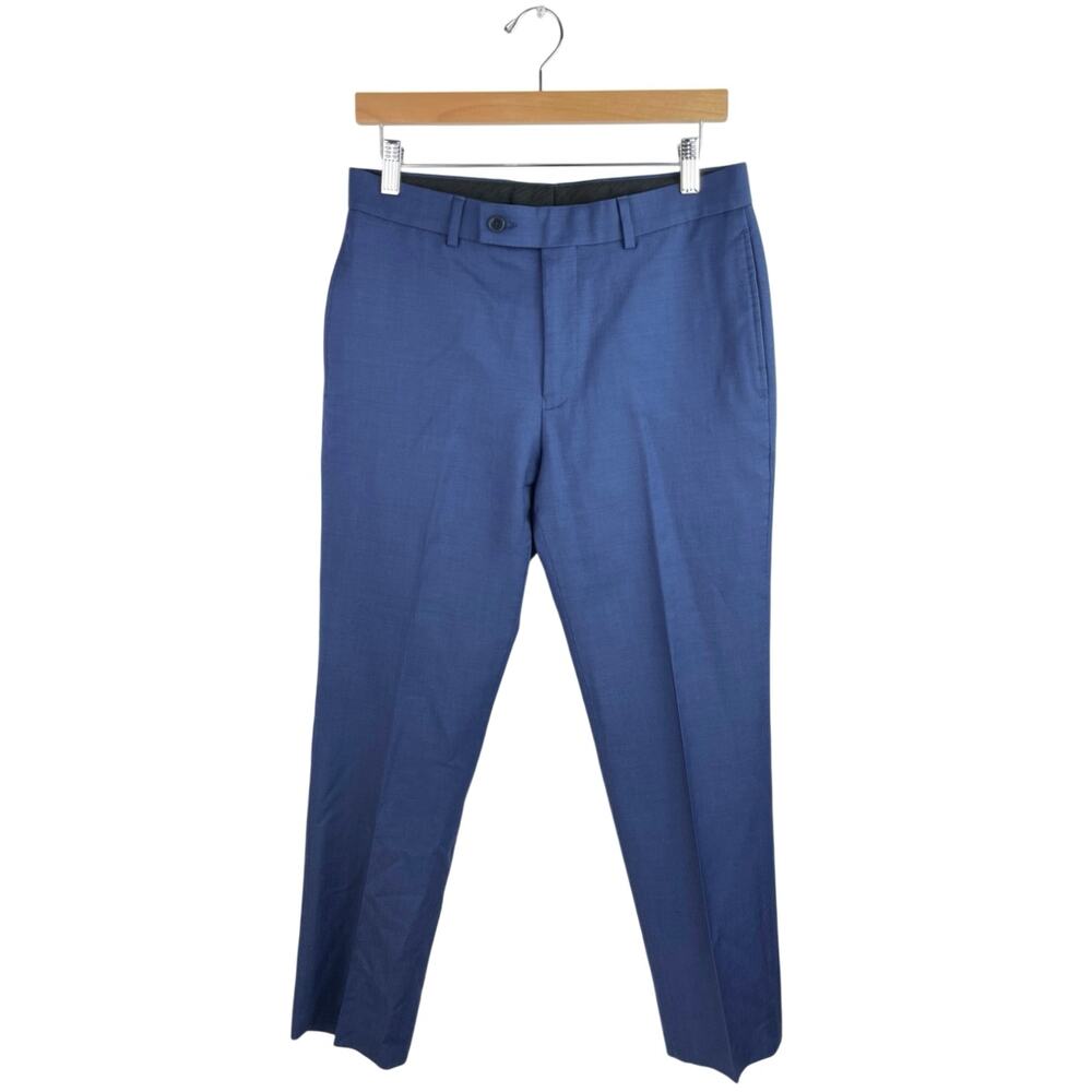 Calvin Klein Men's 100% Wool Blue Stretch Straight Khaki Chino Dress Pants Sz 30